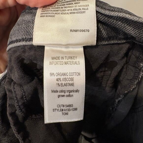 AGOLDE Toni Jeans Women's Gray Denim‎ Sz 28 Skinny Raw Hem Grunge Punk Stretch - Picture 4 of 7